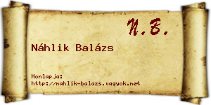 Náhlik Balázs névjegykártya